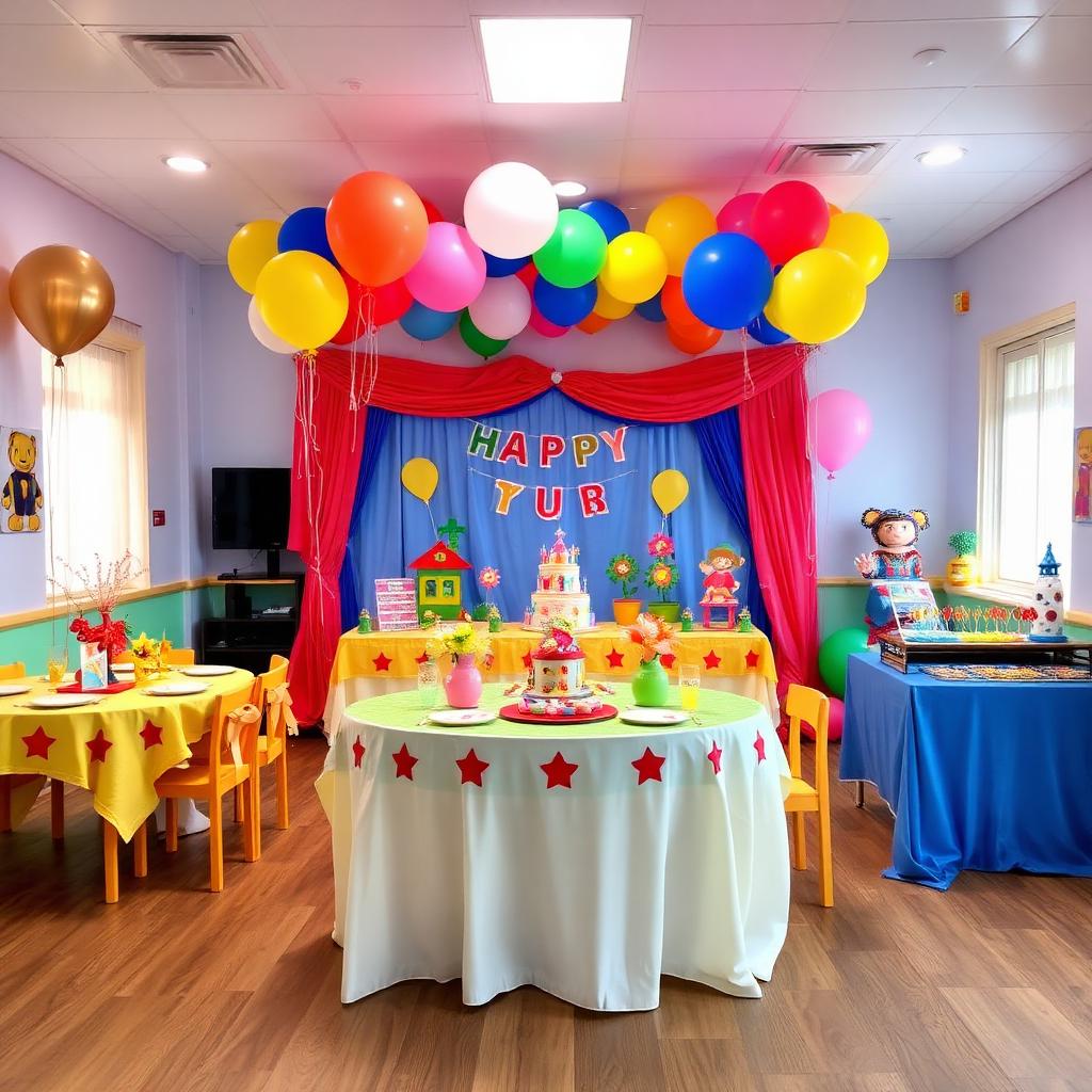 Salón Kanegú decorado con globos de colores